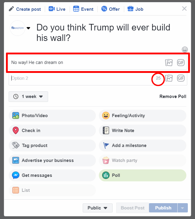 FBook Mastery - how to create poll