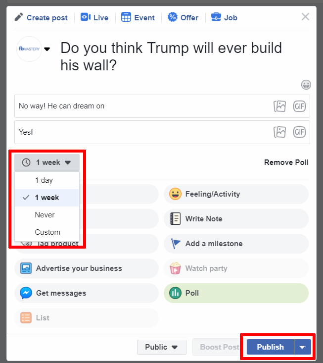 FBook Mastery - how to create poll