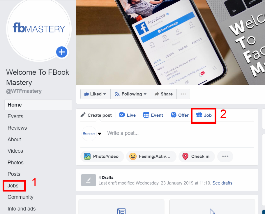 FBook Mastery - create job posting