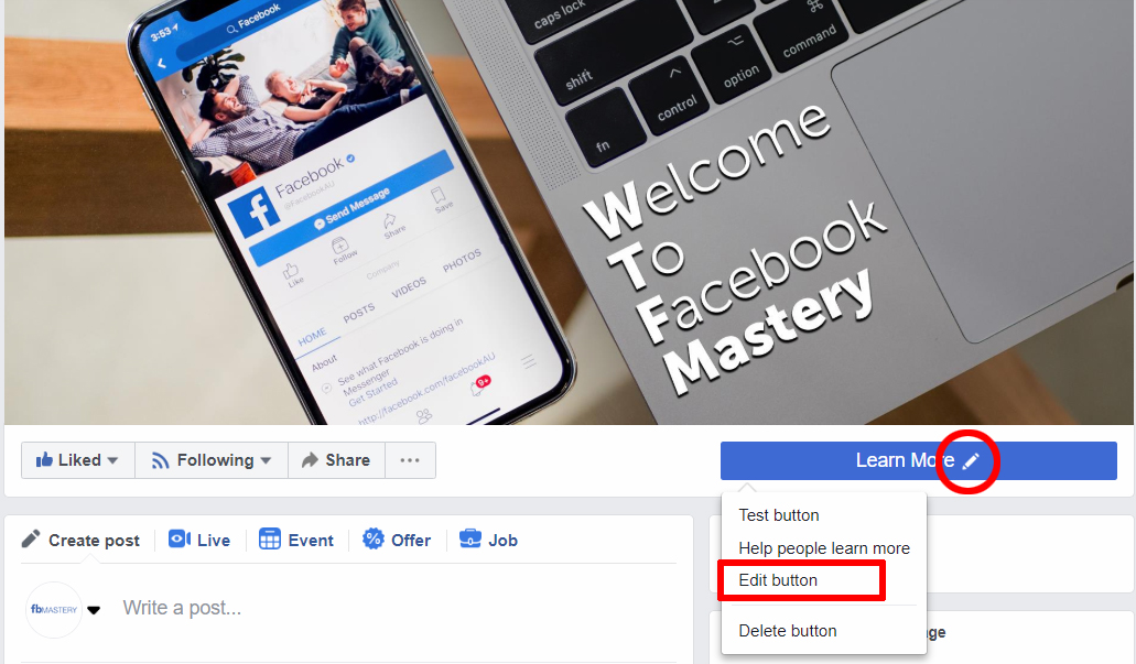 FBook Mastery - how to change CTA button