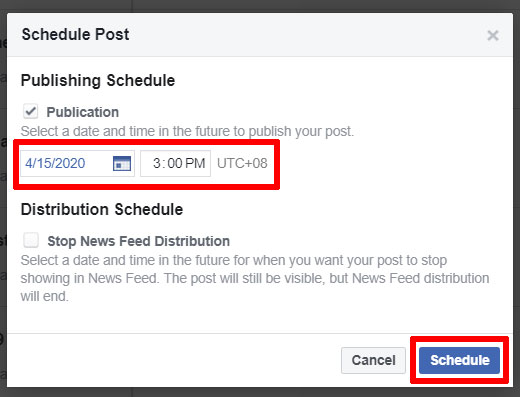 FBook Mastery - Scheduling your post