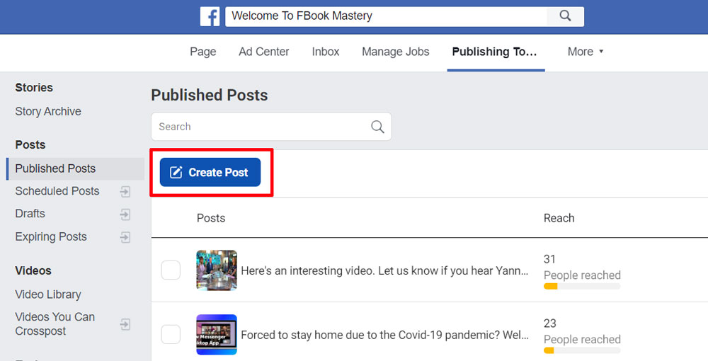 FBook Mastery - create FB Post with slideshow with music