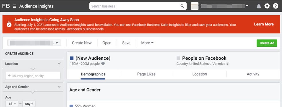 FBook Mastery - Audience Insights will no longer be available